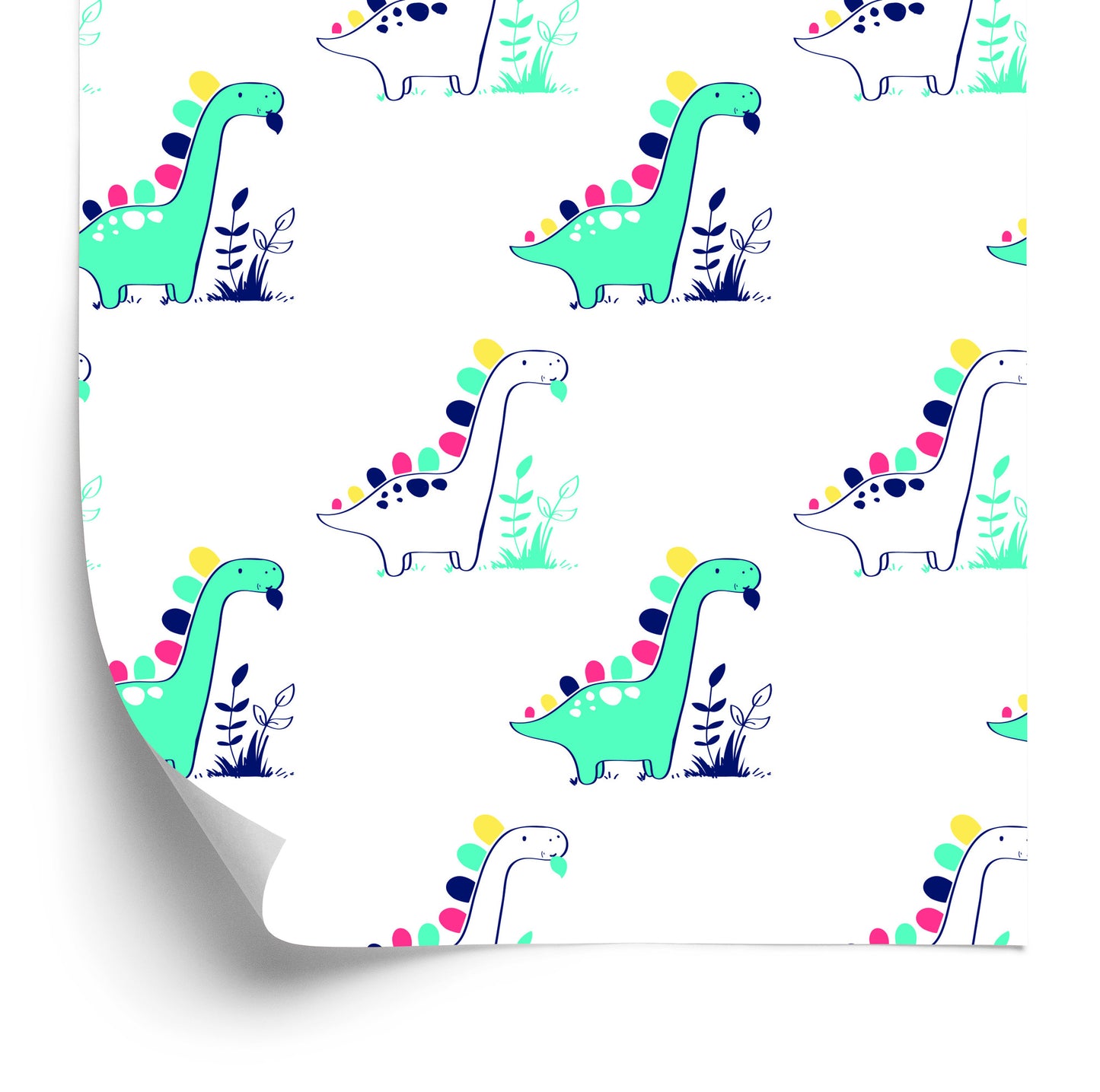 Wallpaper For Baby's Room Dinosaurs, Plants, Leaves