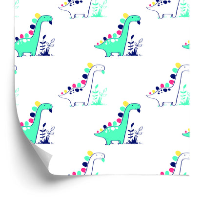 Wallpaper For Baby's Room Dinosaurs, Plants, Leaves