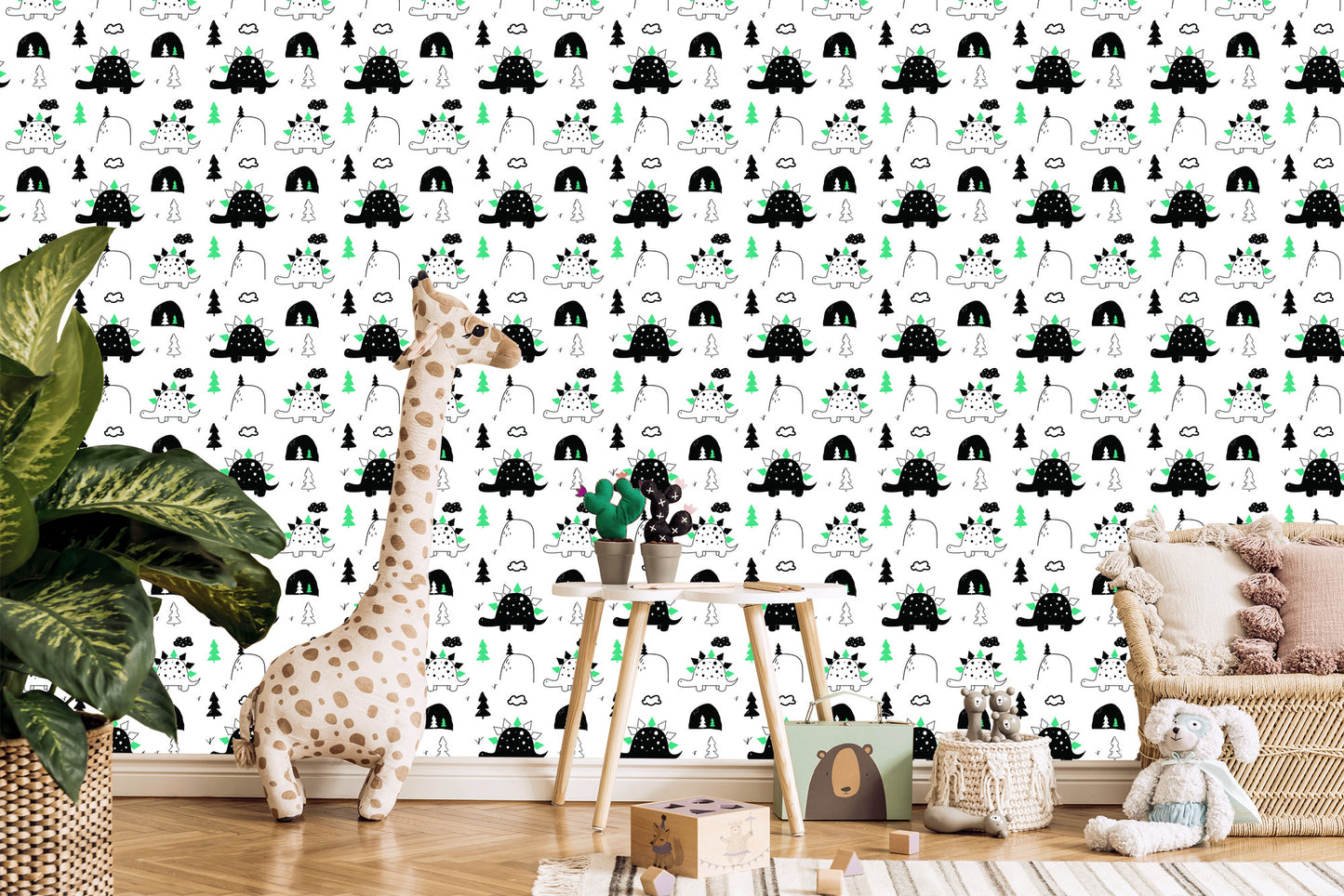 Wallpaper For Baby Room Dinosaurs Tree Clouds