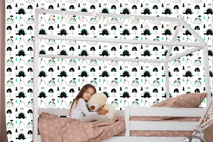 Wallpaper For Baby Room Dinosaurs Tree Clouds