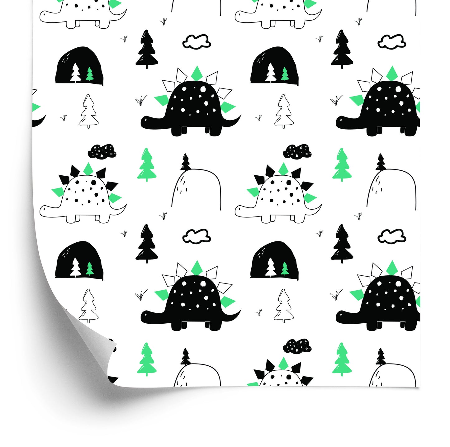 Wallpaper For Baby Room Dinosaurs Tree Clouds