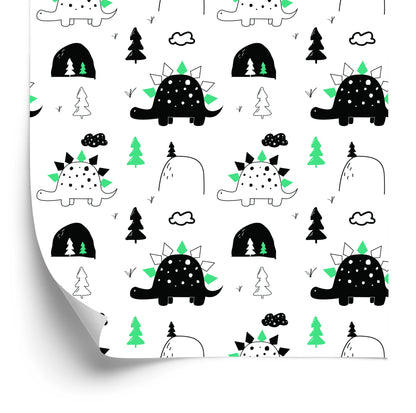 Wallpaper For Baby Room Dinosaurs Tree Clouds