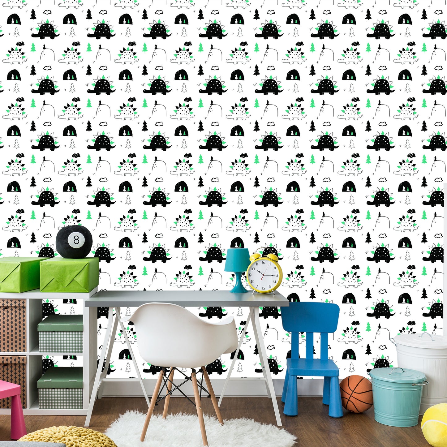 Wallpaper For Baby Room Dinosaurs Tree Clouds