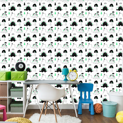 Wallpaper For Baby Room Dinosaurs Tree Clouds