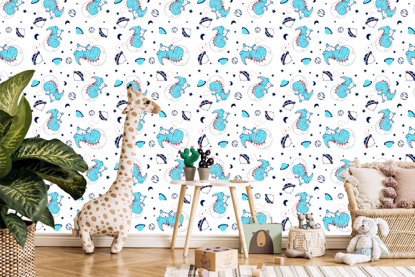 Wallpaper Dinosaurs Stars Moons Children's Room