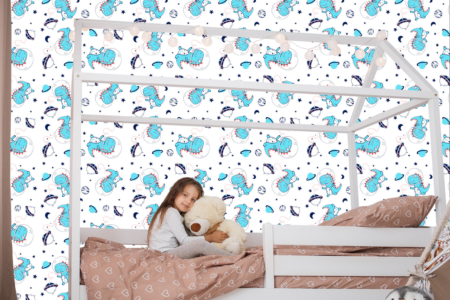 Wallpaper Dinosaurs Stars Moons Children's Room