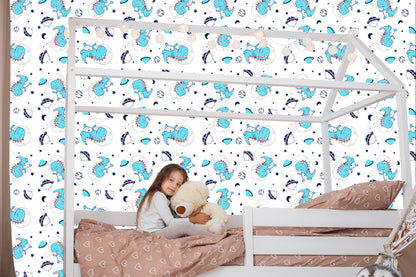 Wallpaper Dinosaurs Stars Moons Children's Room