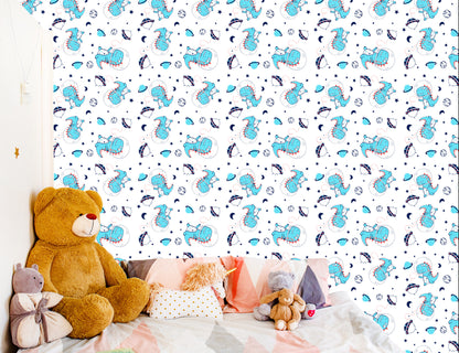 Wallpaper Dinosaurs Stars Moons Children's Room
