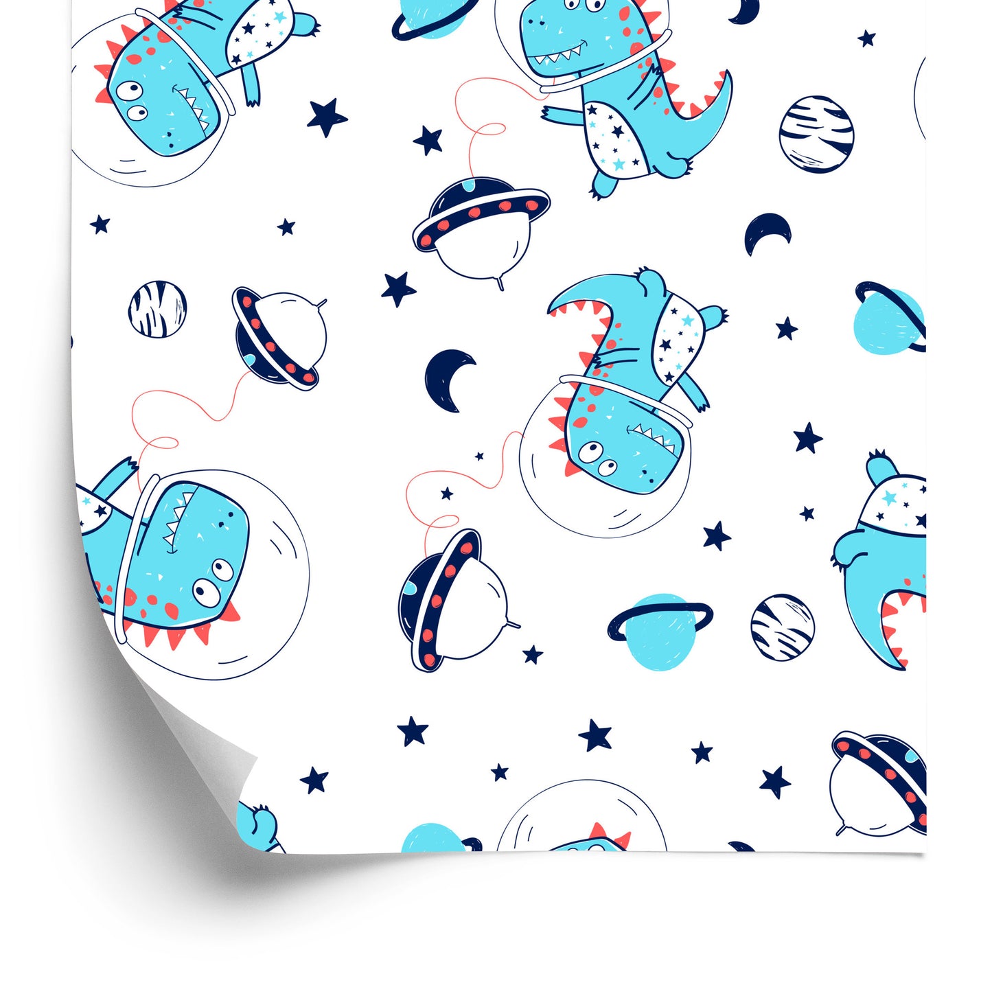 Wallpaper Dinosaurs Stars Moons Children's Room