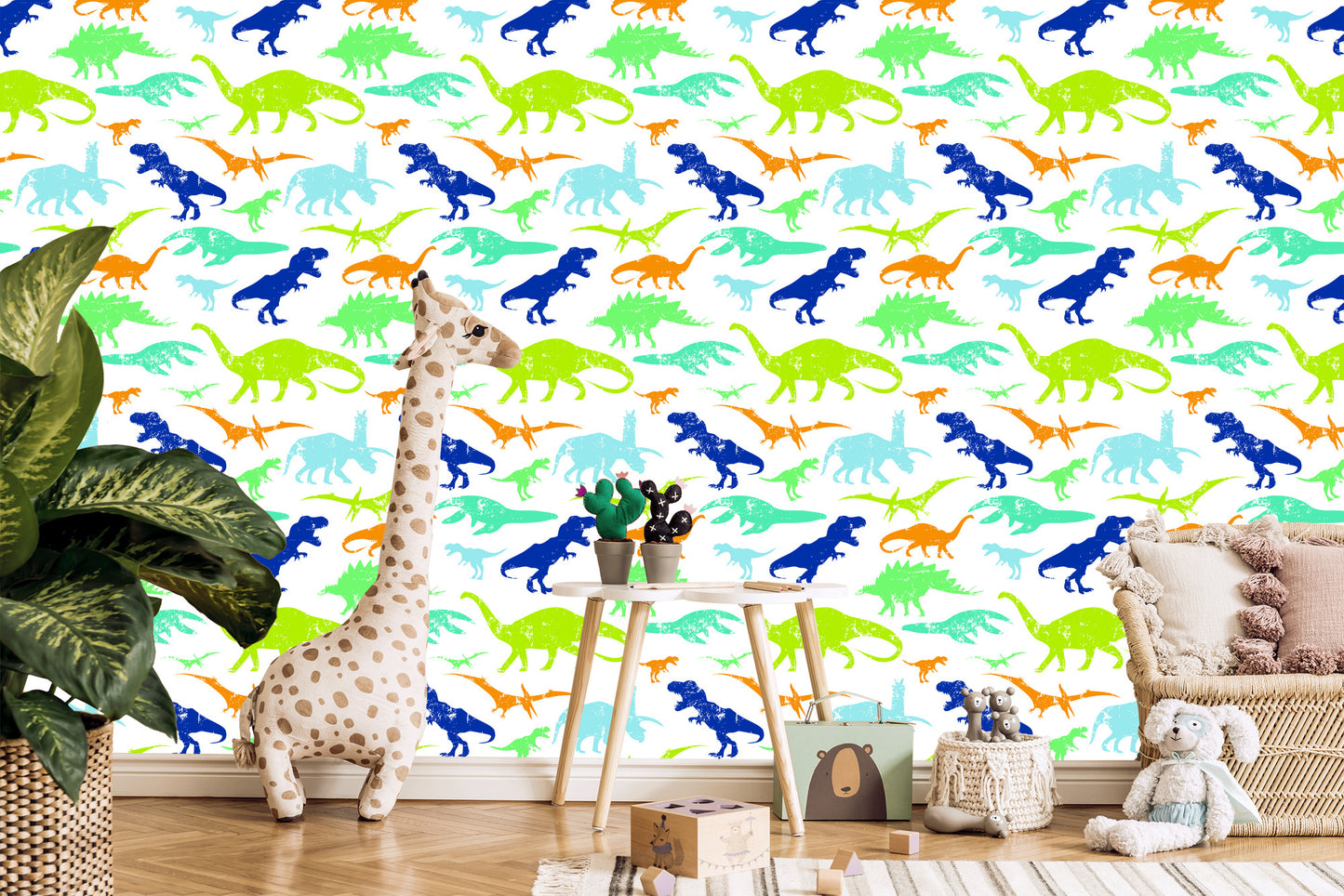 Wallpaper Colorful Dinosaurs Children's Room