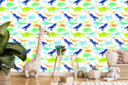 Wallpaper Colorful Dinosaurs Children's Room