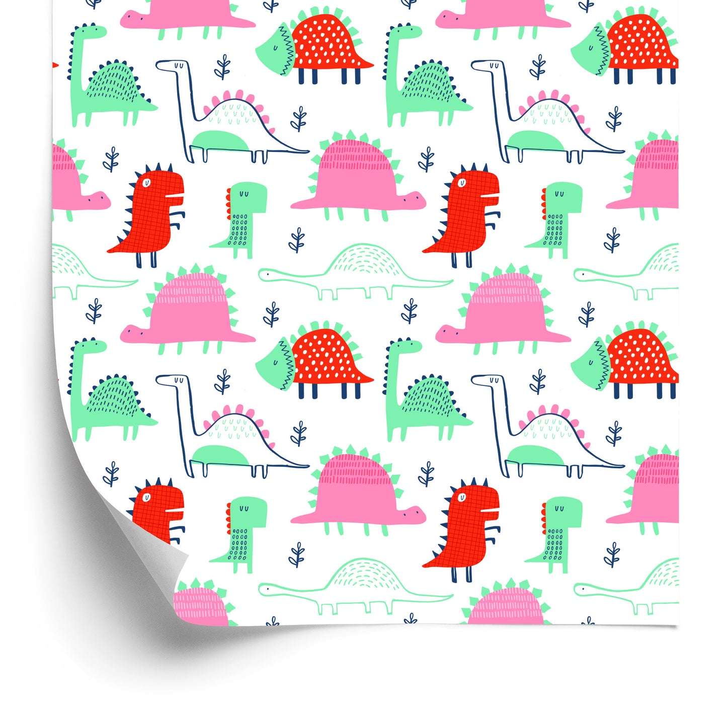 Wallpaper Colorful Dinosaur Leaves For Baby's Room