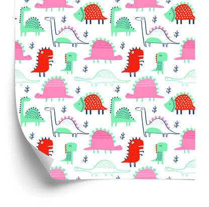 Wallpaper Colorful Dinosaur Leaves For Baby's Room
