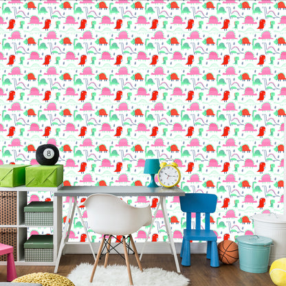 Wallpaper Colorful Dinosaur Leaves For Baby's Room