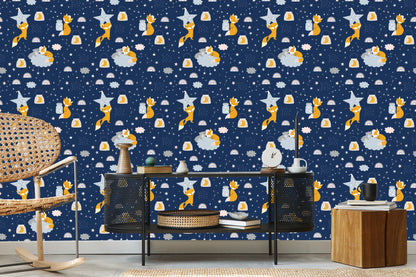 Wallpaper Foxes And Teddy Bears In Space