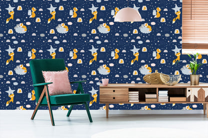 Wallpaper Foxes And Teddy Bears In Space