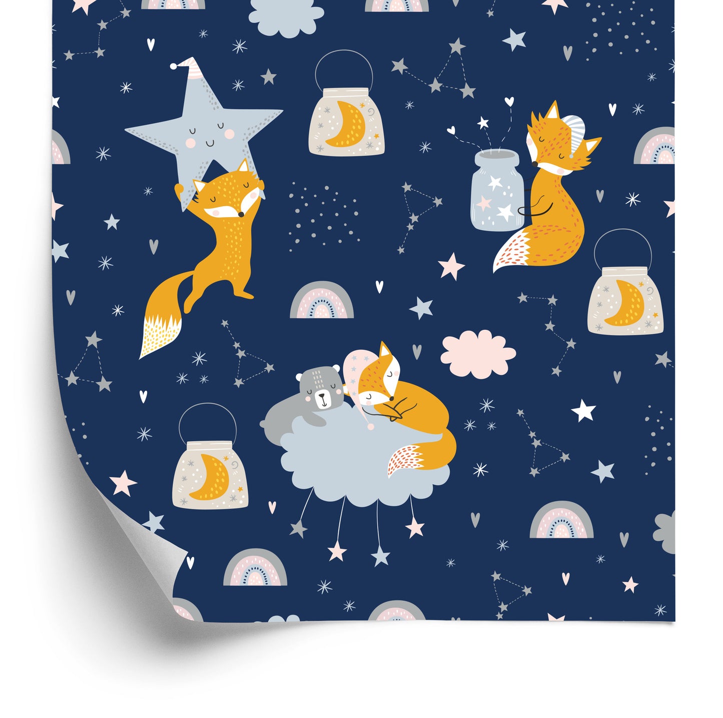 Wallpaper Foxes And Teddy Bears In Space