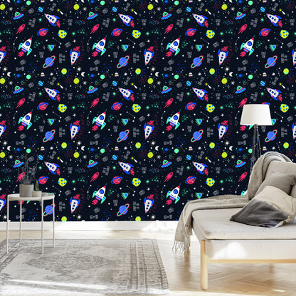 Wallpaper Space Rockets And Ufo