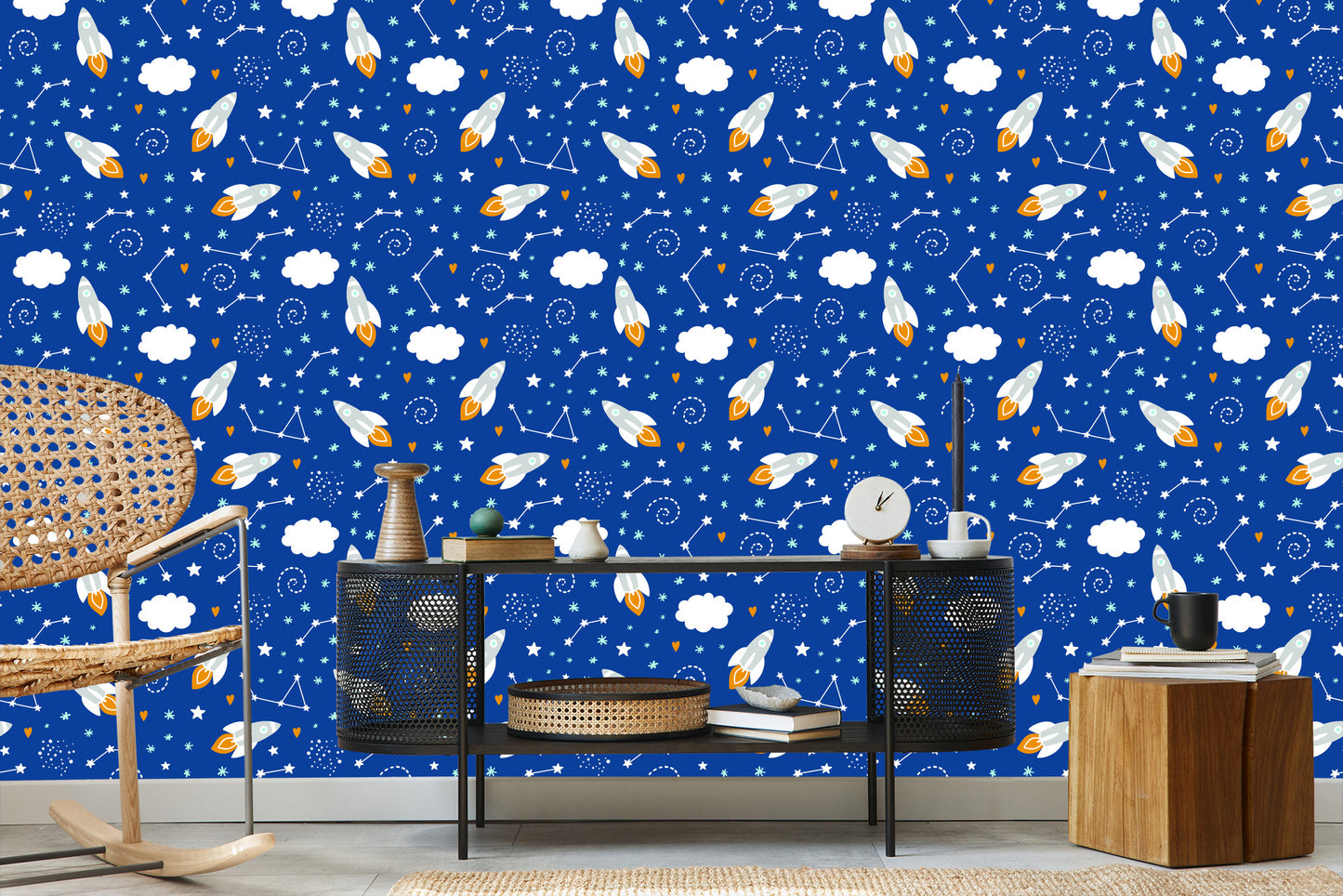Wallpaper Space Rockets And Hearts