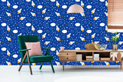 Wallpaper Space Rockets And Hearts