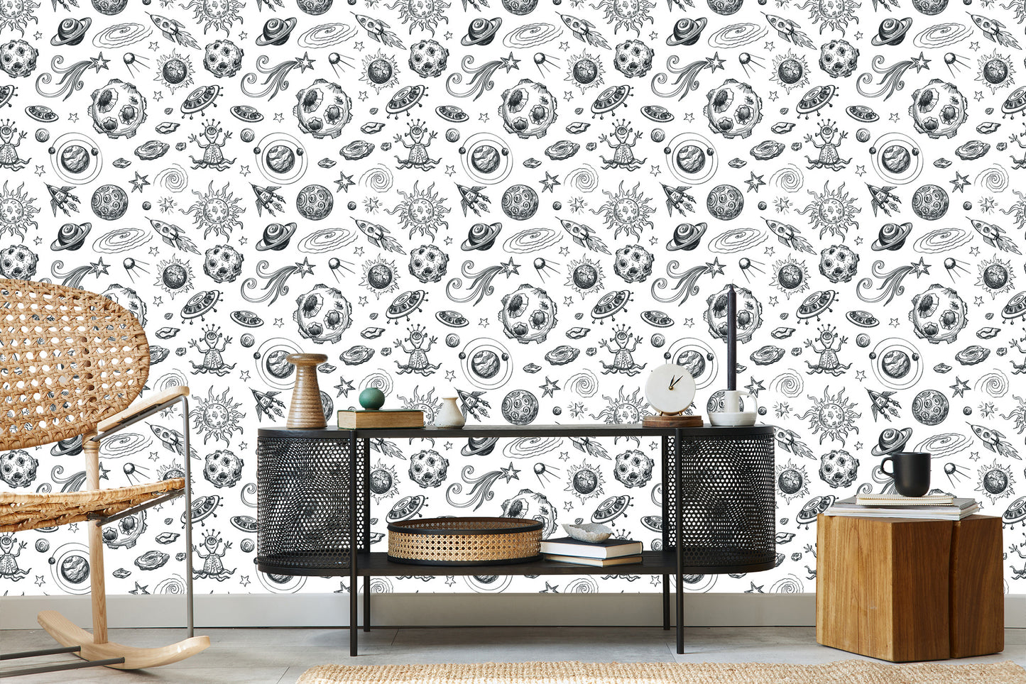 Wallpaper Black And White Cosmos