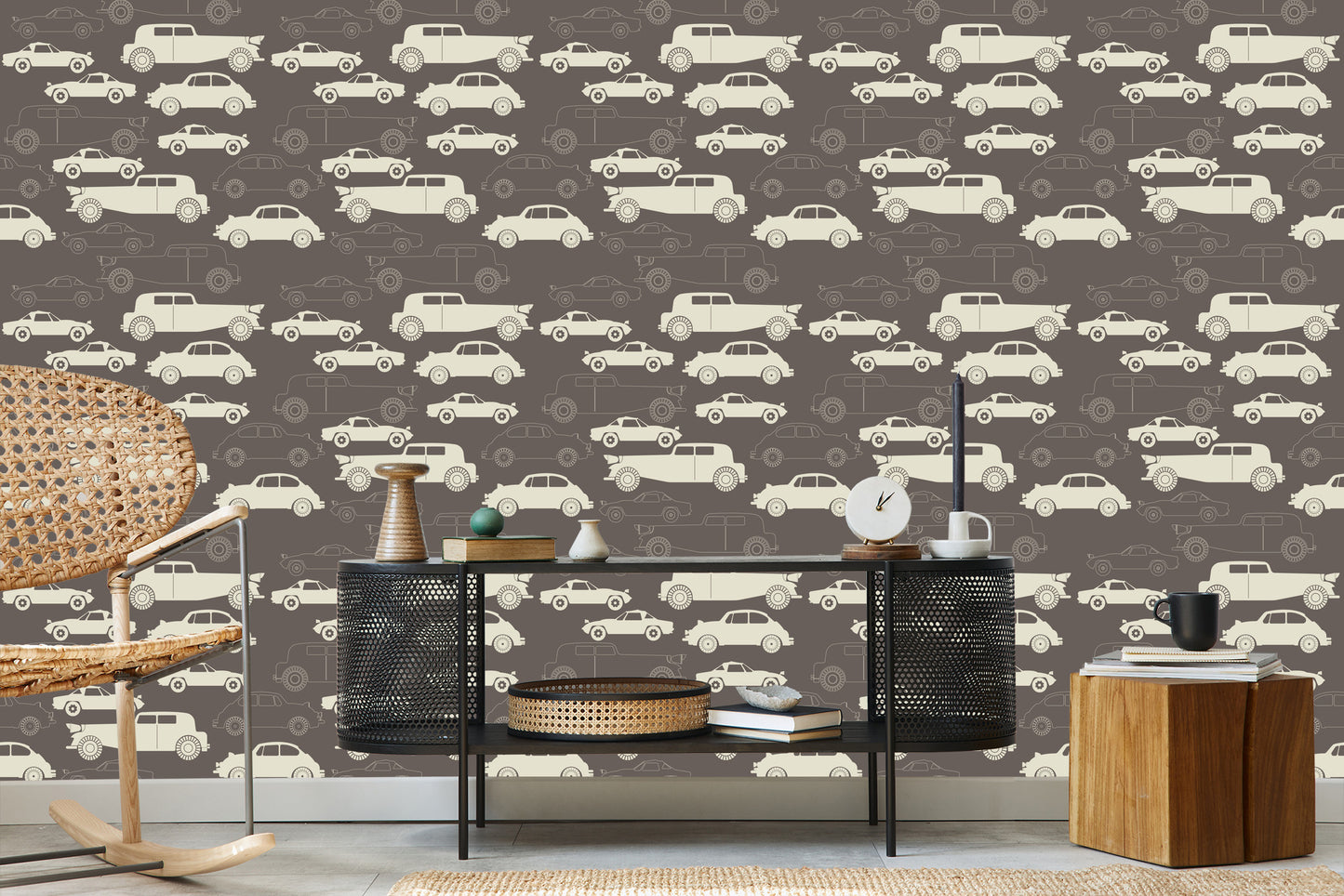 Wallpaper For Children - Cars In Retro Style