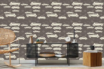 Wallpaper For Children - Cars In Retro Style