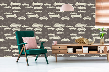 Wallpaper For Children - Cars In Retro Style