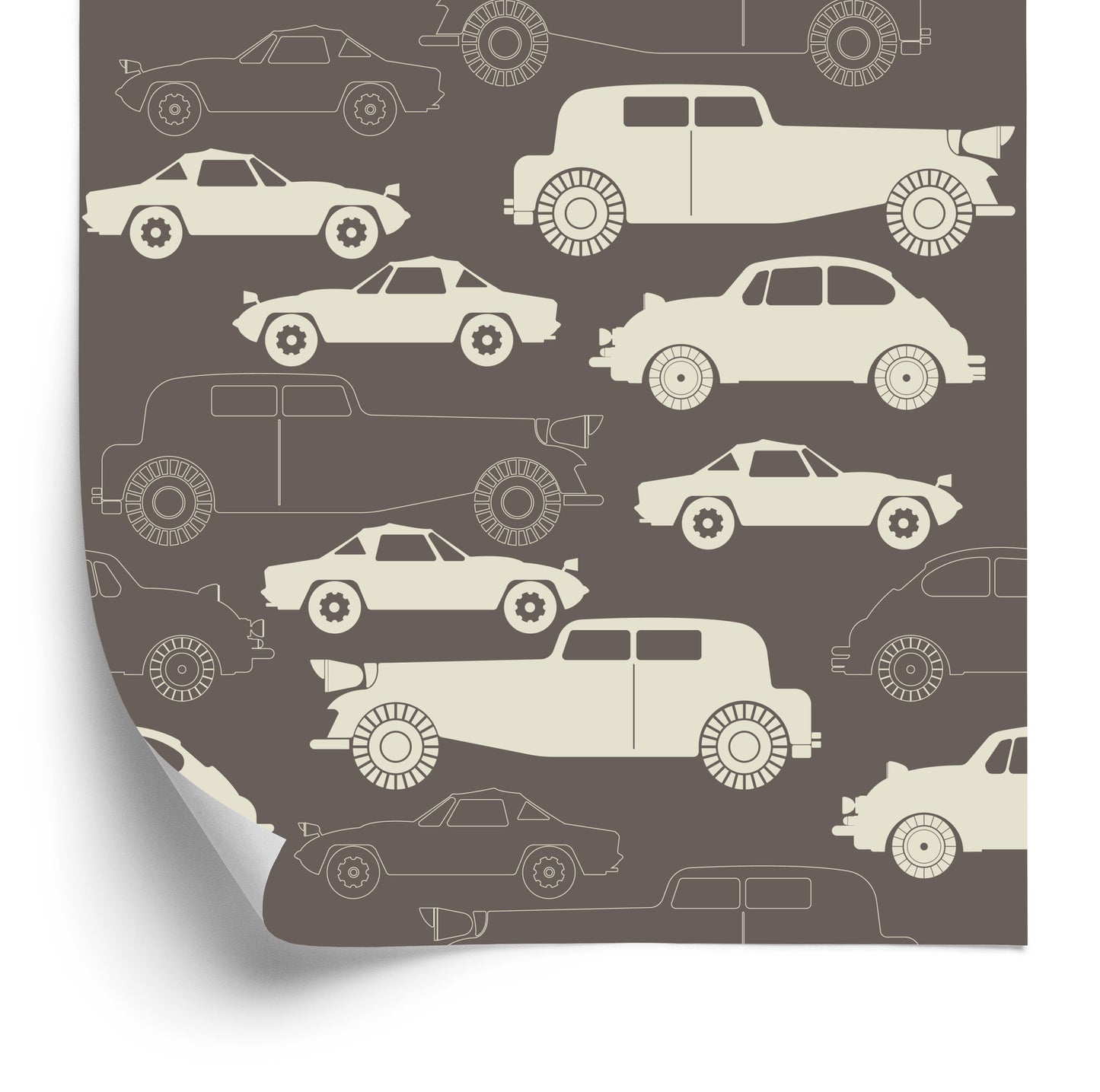 Wallpaper For Children - Cars In Retro Style