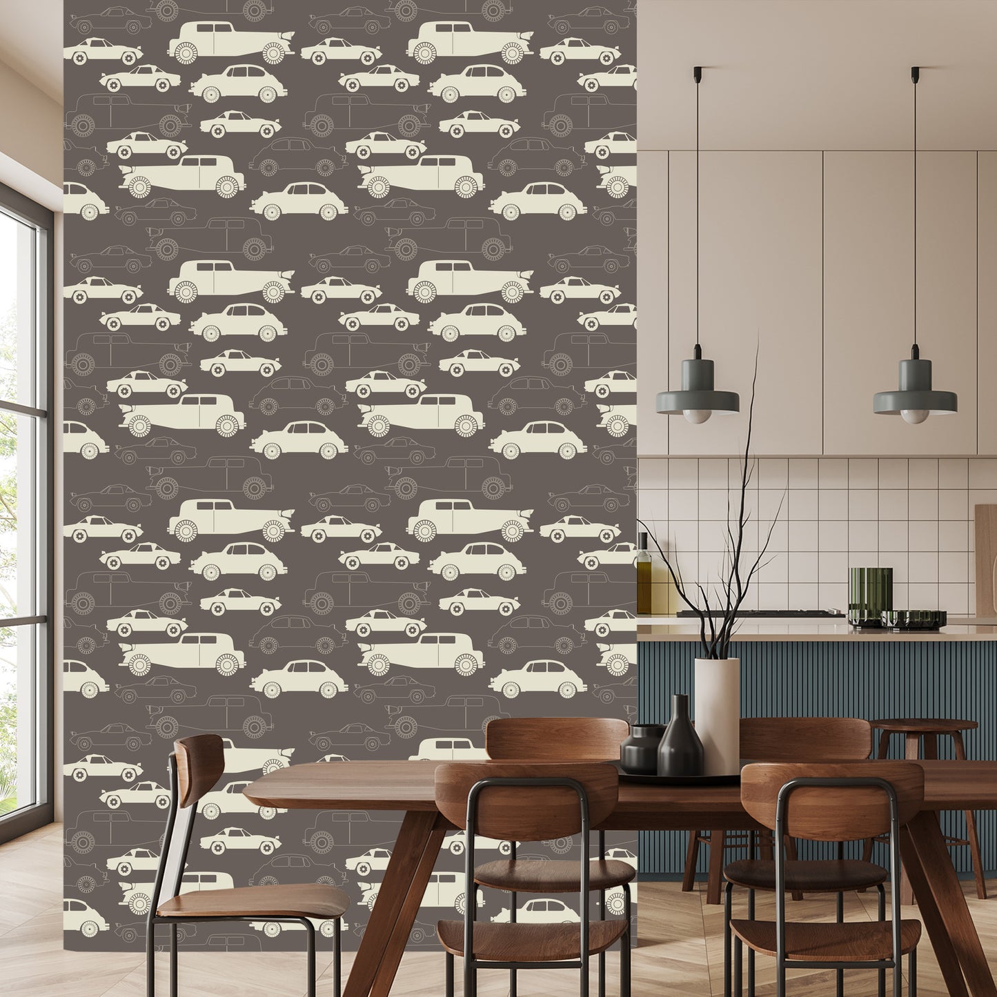 Wallpaper For Children - Cars In Retro Style