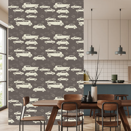 Wallpaper For Children - Cars In Retro Style