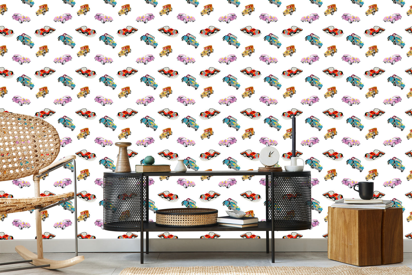 Wallpaper For Children - Colorful Retro Cars