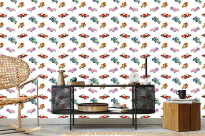 Wallpaper For Children - Colorful Retro Cars
