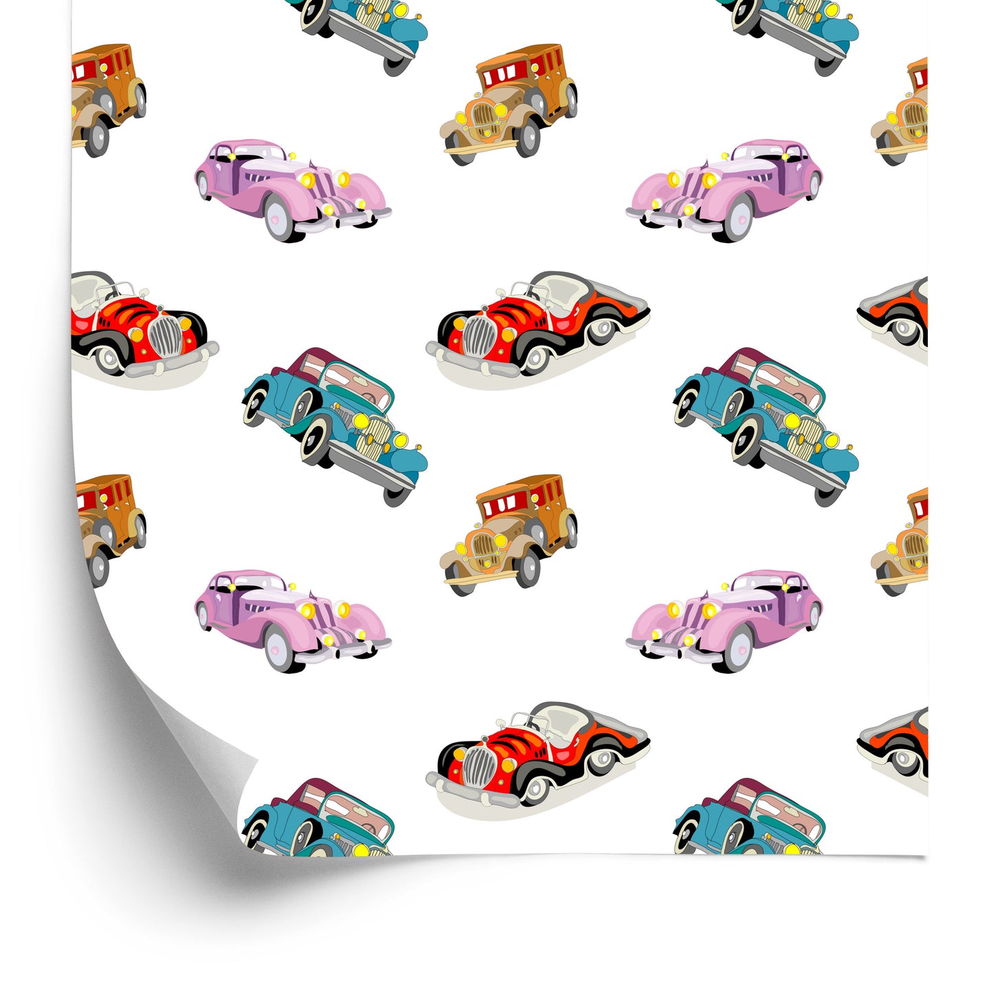 Wallpaper For Children - Colorful Retro Cars