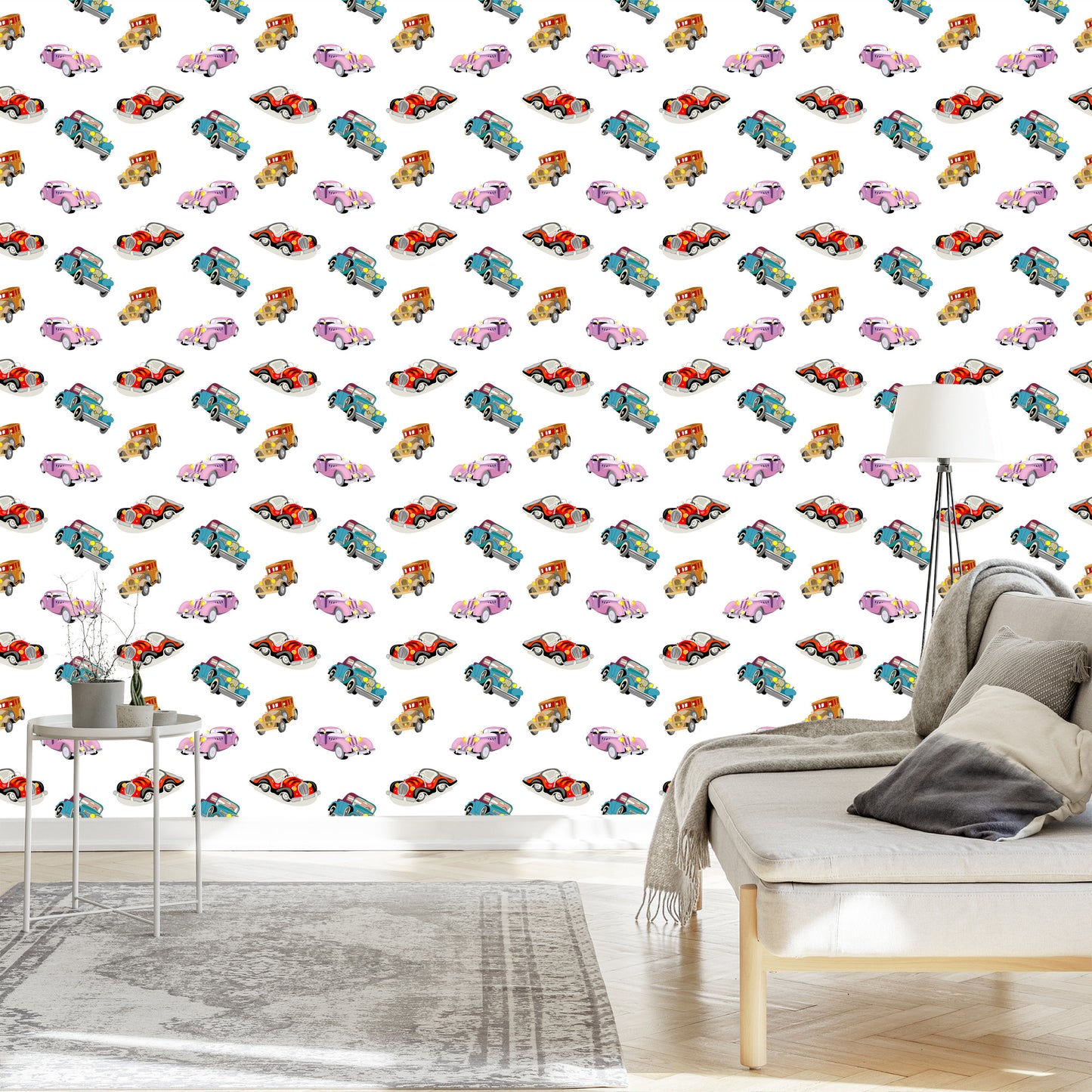 Wallpaper For Children - Colorful Retro Cars