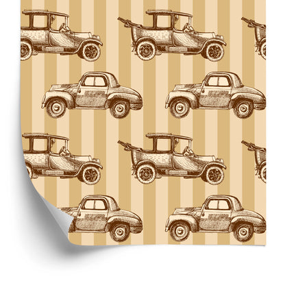Wallpaper For Children - Cars In Retro Style