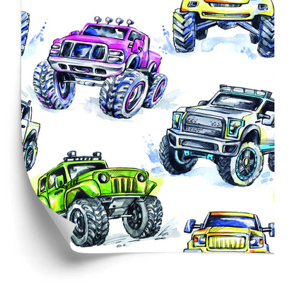 Wallpaper For Children - Colorful Monster Cars