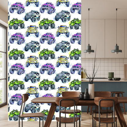 Wallpaper For Children - Colorful Monster Cars