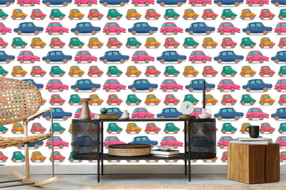Wallpaper For Children - Colorful Toy Cars Like From Cartoons