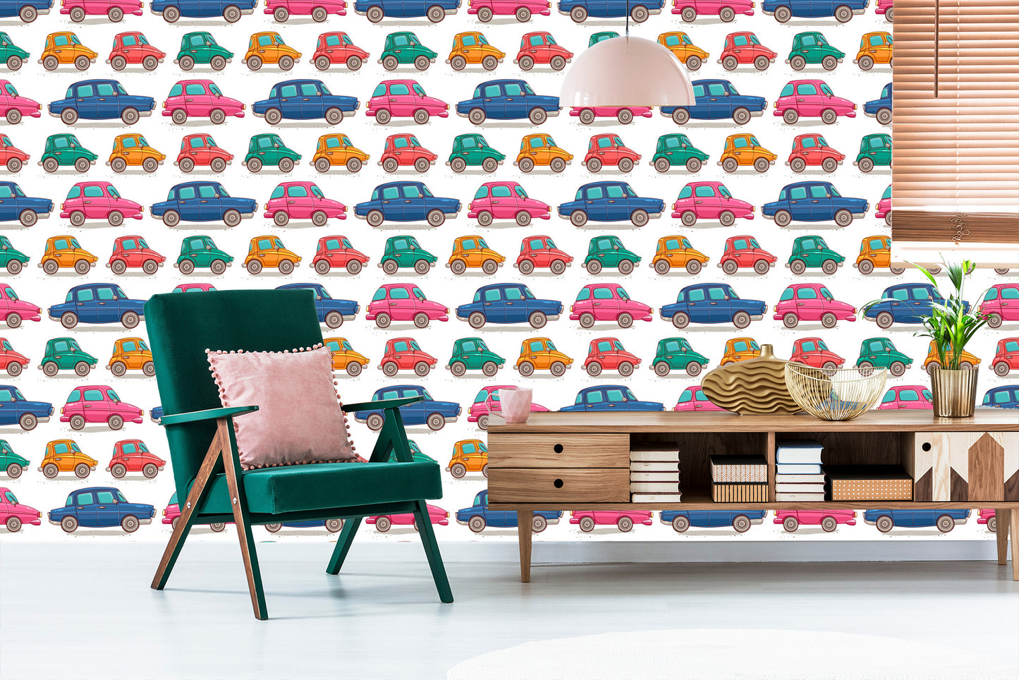 Wallpaper For Children - Colorful Toy Cars Like From Cartoons