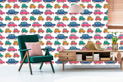 Wallpaper For Children - Colorful Toy Cars Like From Cartoons