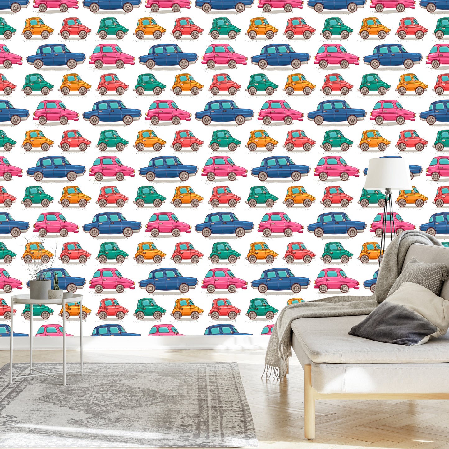 Wallpaper For Children - Colorful Toy Cars Like From Cartoons