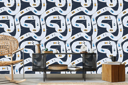 Wallpaper Colorful Rally Cars Children's Room