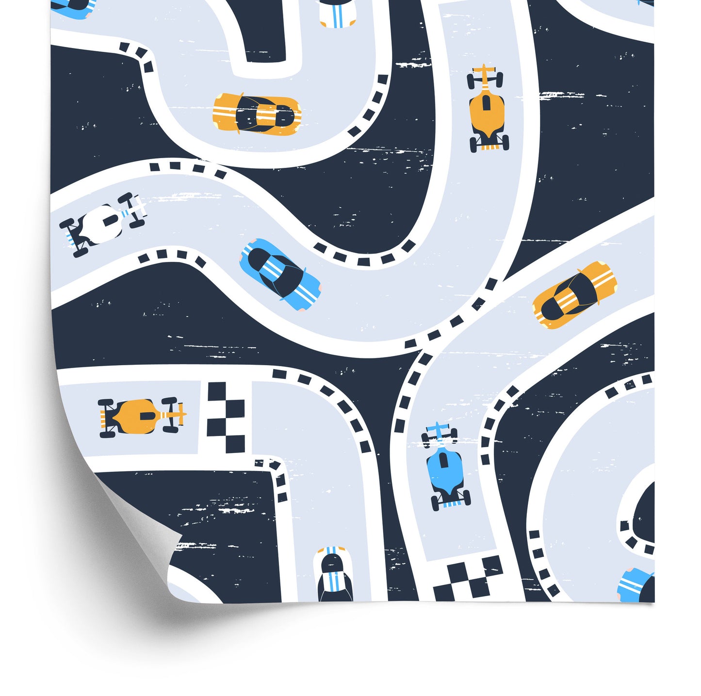 Wallpaper Colorful Rally Cars Children's Room