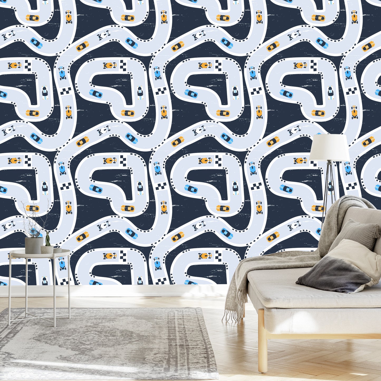 Wallpaper Colorful Rally Cars Children's Room