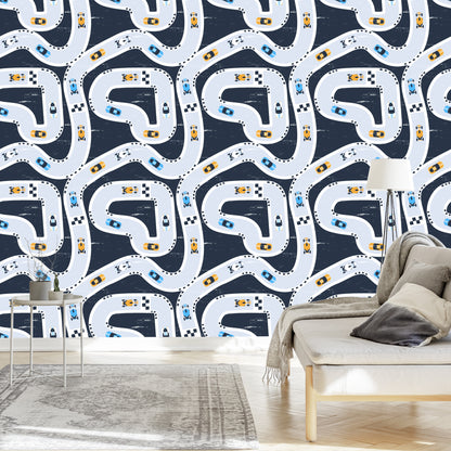 Wallpaper Colorful Rally Cars Children's Room