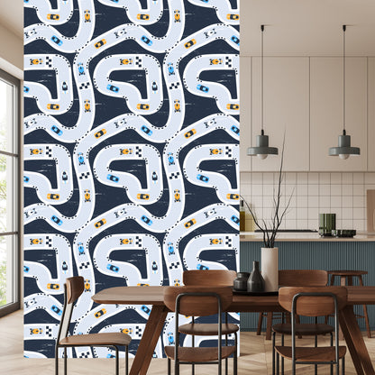 Wallpaper Colorful Rally Cars Children's Room