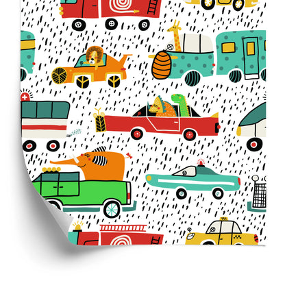 Wallpaper Colorful Animal Cars For Baby's Room