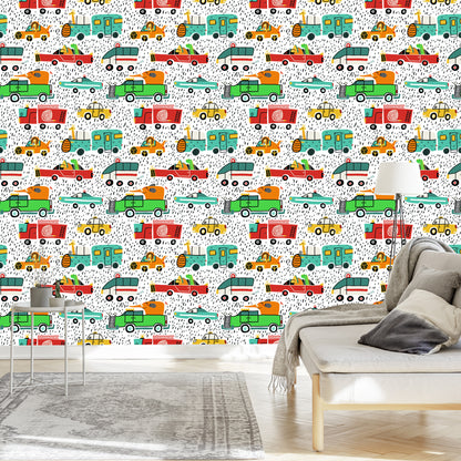 Wallpaper Colorful Animal Cars For Baby's Room