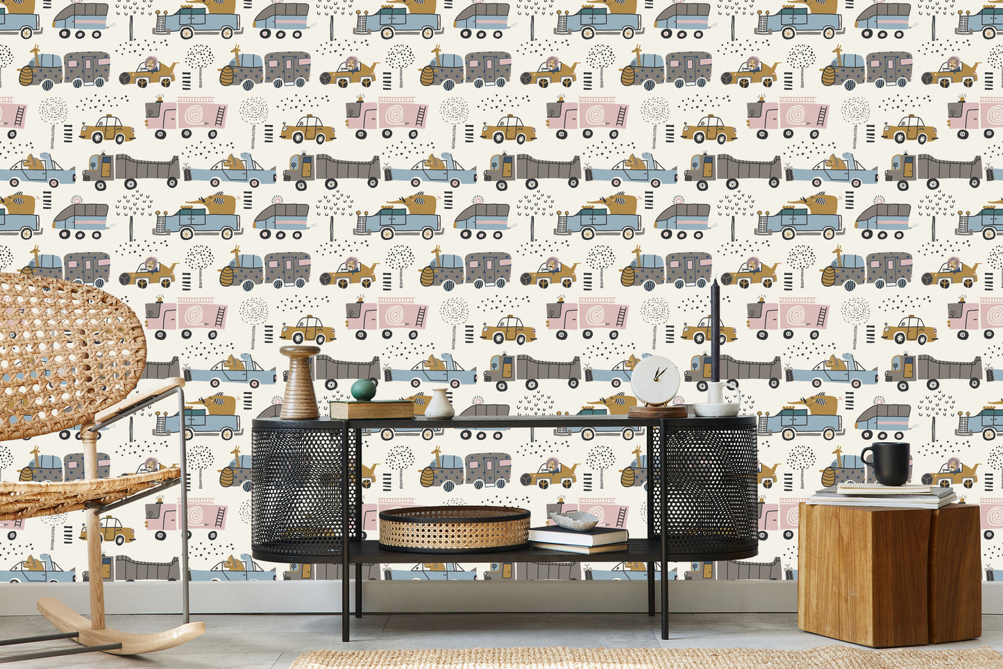 Wallpaper Cars Tree Animals For Baby's Room